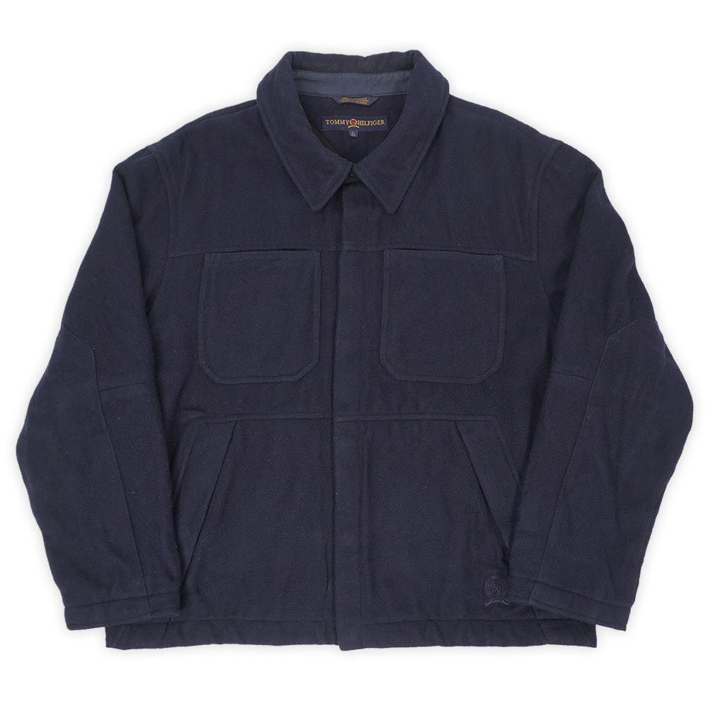 トミーヒルフィガー TOMMY 00 s 2000年代 ウールジャケット USA ヴィンテージ アメリカ 古着 メンズ コート ジャケット ネイビー 紺 L