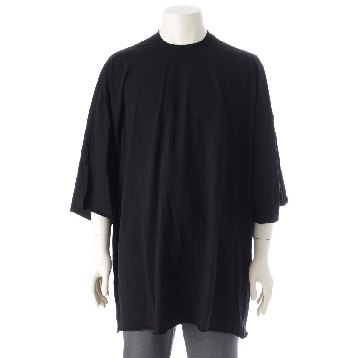 リックオウエンス 21 AW コットン TOMMY ROLLUP トミーロールアップオーバーサイズ 半袖Ｔシャツ カットソー ブラック F