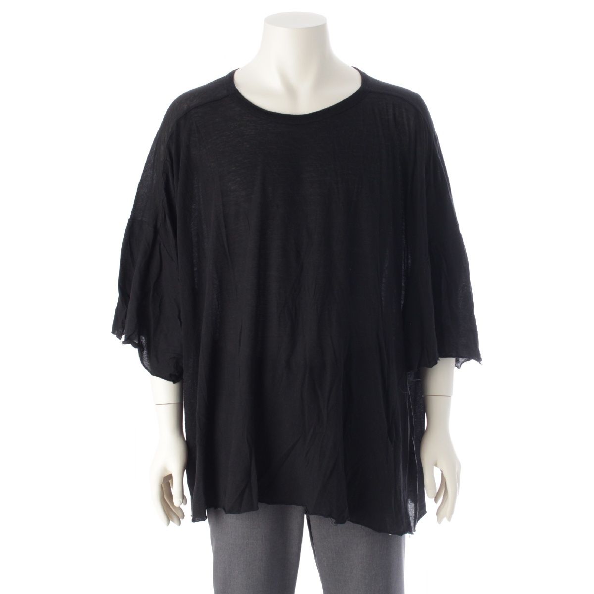 リックオウエンス 24 SS コットン TOMMY TSHIRT トミーTシャツ シアーカットソー オーバーサイズ カットソー ブラック F