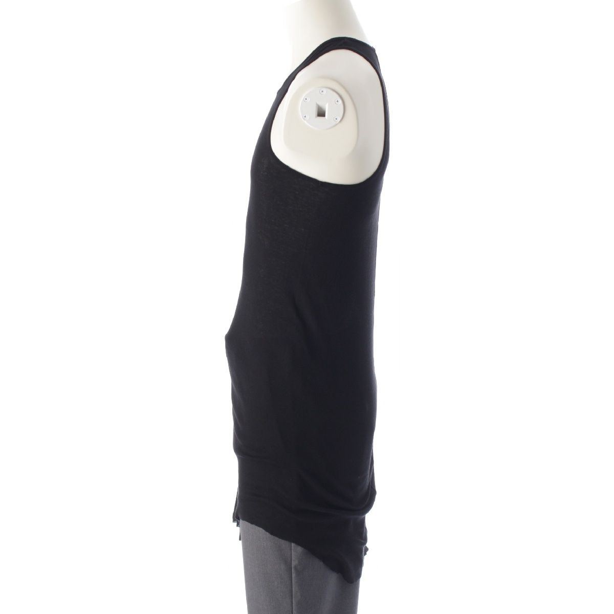 リックオウエンス 24 SS コットン BASIC RIB TANK ベーシック リブニット ノースリーブ タンクトップ トップス ブラック XL フルジップ ストレートパンツ