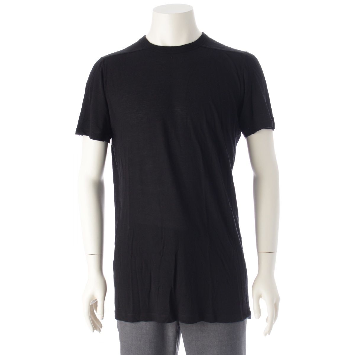 リックオウエンス 21 AW シルク混 LEVEL T レベルTシャツ クルーネック 半袖Ｔシャツ カットソー ブラック L