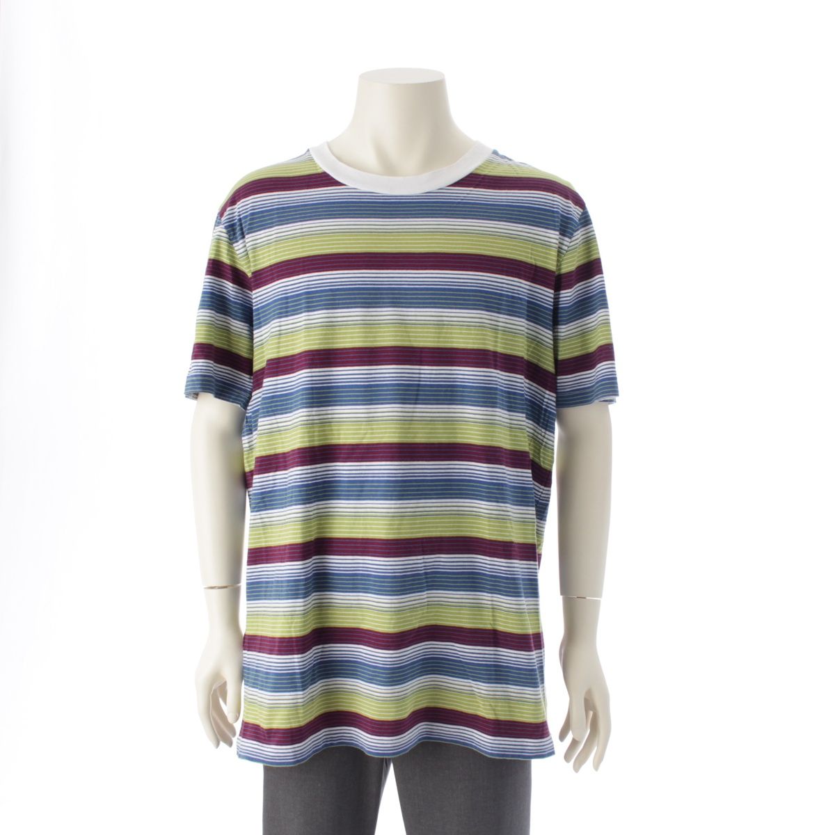 マルニ 22 SS コットン ボーダー切替 クルーネック 半袖Ｔシャツ トップス マルチカラー 56