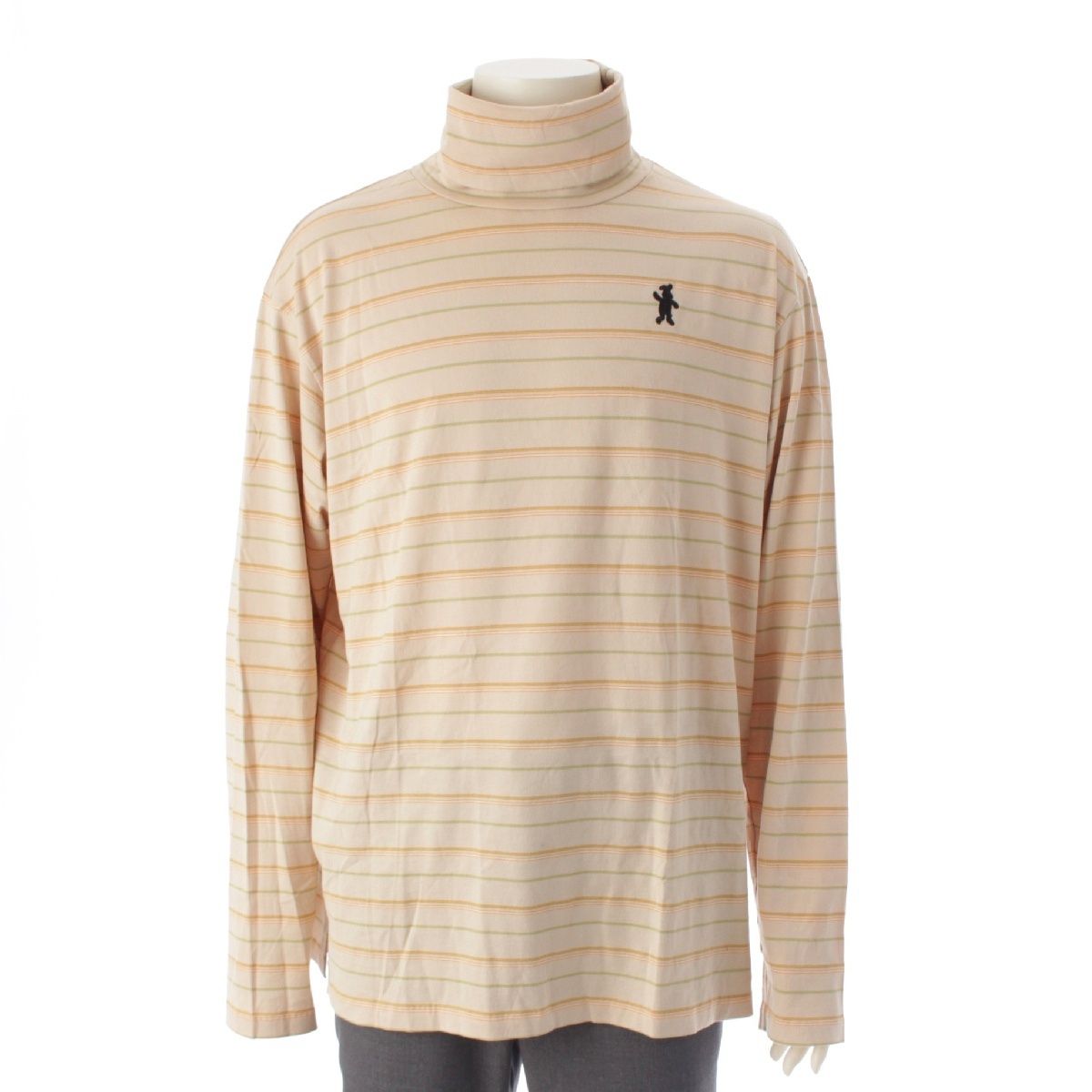 マルニ 20 SS コットン ラビットモチーフ バックロゴ タートルネック ボーダー トップス ベージュ オレンジ系 50