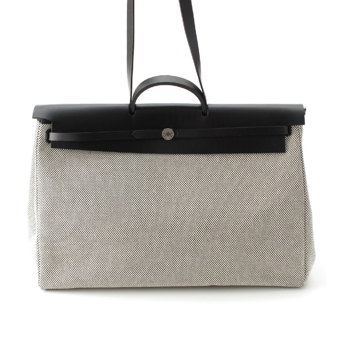 エルメス エールバッグジップ50 ルトゥルネ キャビン トワルGM ショルダー ハンドバッグ Y刻 ブラック