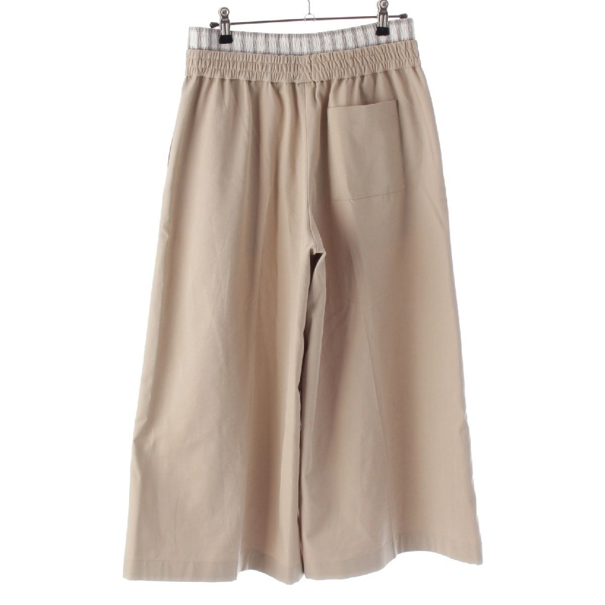 ロエベ 25 SS コットン アナグラムロゴ レイヤード クロップド チノパンツ トラウザーズスラックス ボトムス ベージュ S