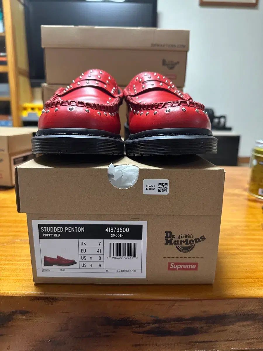 DR. MARTENS × Supreme スタッズ ファン ローファー レッド - 25 SS uk 7