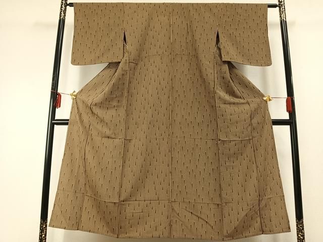 平和屋着物▽上質な小紋 単衣 変わり縞 正絹 fy