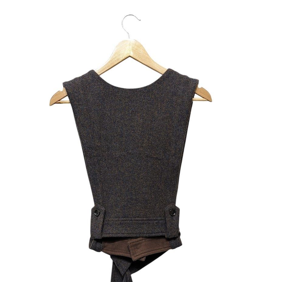 gasa grue ガサグルー 花々に溢れる世界 ノースリーブ エプロンベスト ウエストリボン ウール 43211-04523 ブラウン系 サイズ Free