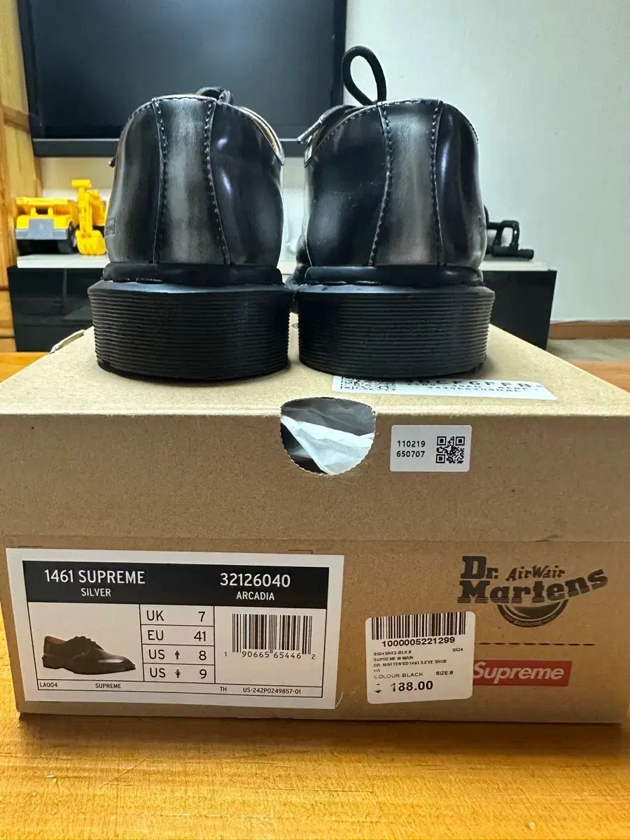  DR. MARTENS ドクターマーチン x Supreme シュプリーム 1461 グレー シルバー uk 7 ローファー ブーツ 革靴