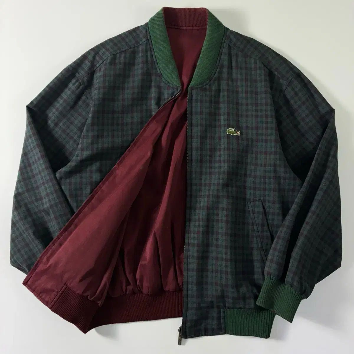 LACOSTE ラコステ 90 s リバーシブル チェック ブルゾン ジャケット