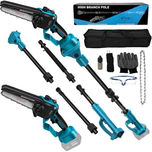 高枝切り 電動チェーンソー 充電式 コードレス ブラシレスモーター 自動給油 軽量 切断径150 mm 強力切断 マキタ18 Vバッテリー対応 6インチ 延長ポール最大250 cm 高枝剪定 木工 伐採 園芸 庭木のお手入れ 防災 DIY 7 a 1 bf 4 d 6