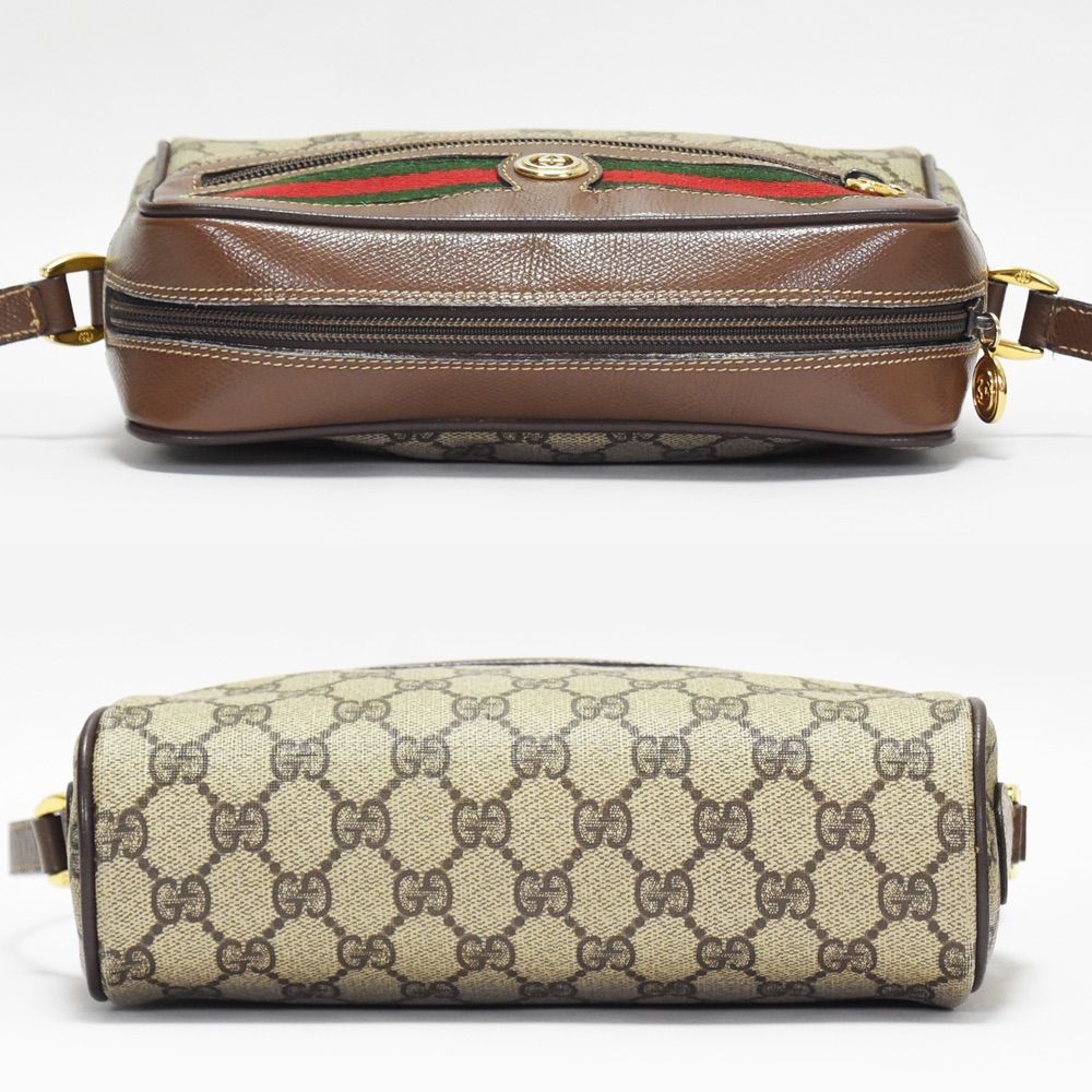 美品 Gucci グッチ ボディバッグ GG 斜め掛け◎ シェリーライン GUCCI グッチ オールドグッチ シェリーライン GG柄 ブラウン ベージュ