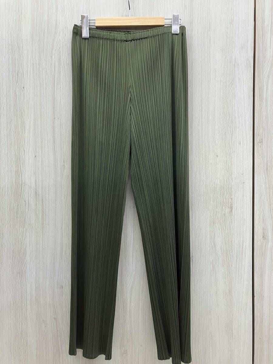 PLEATS PLEASE パンツ サイズ2 グリーン イッセイミヤケ