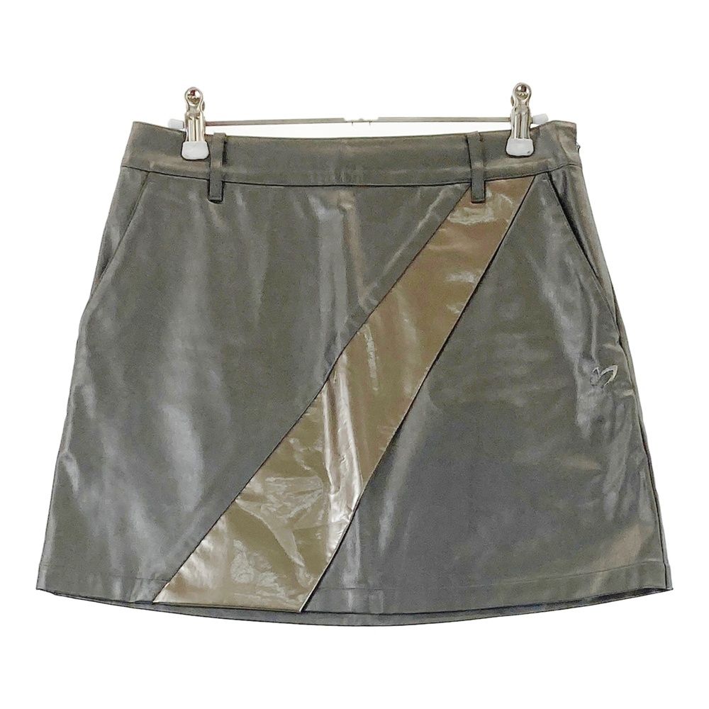 サイズ 0 MASTER BUNNY EDITION マスターバニーエディション 裏起毛 フェイクレザー スカート グレー系 ゴルフウェア レディース ストスト