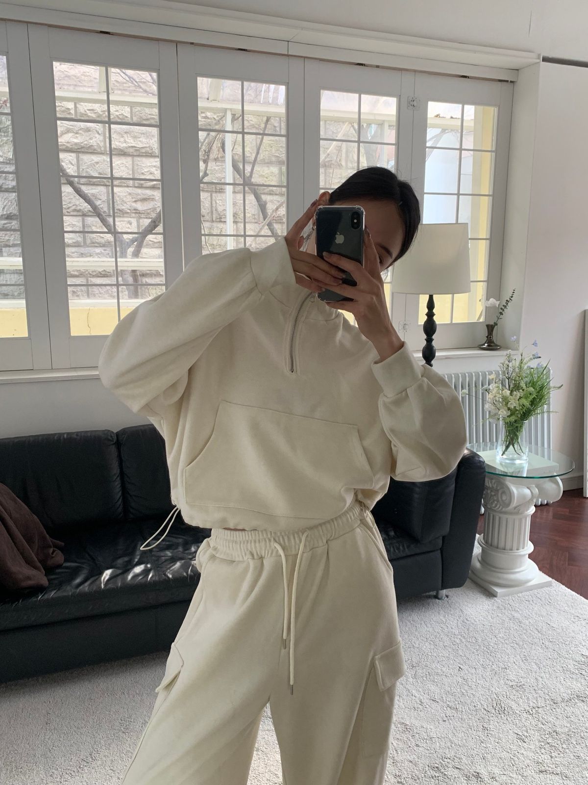 起毛 ジップアップ ジャージセット デイリーset 裏毛 ワイド クロップド ヒートテック フリース セットアップ