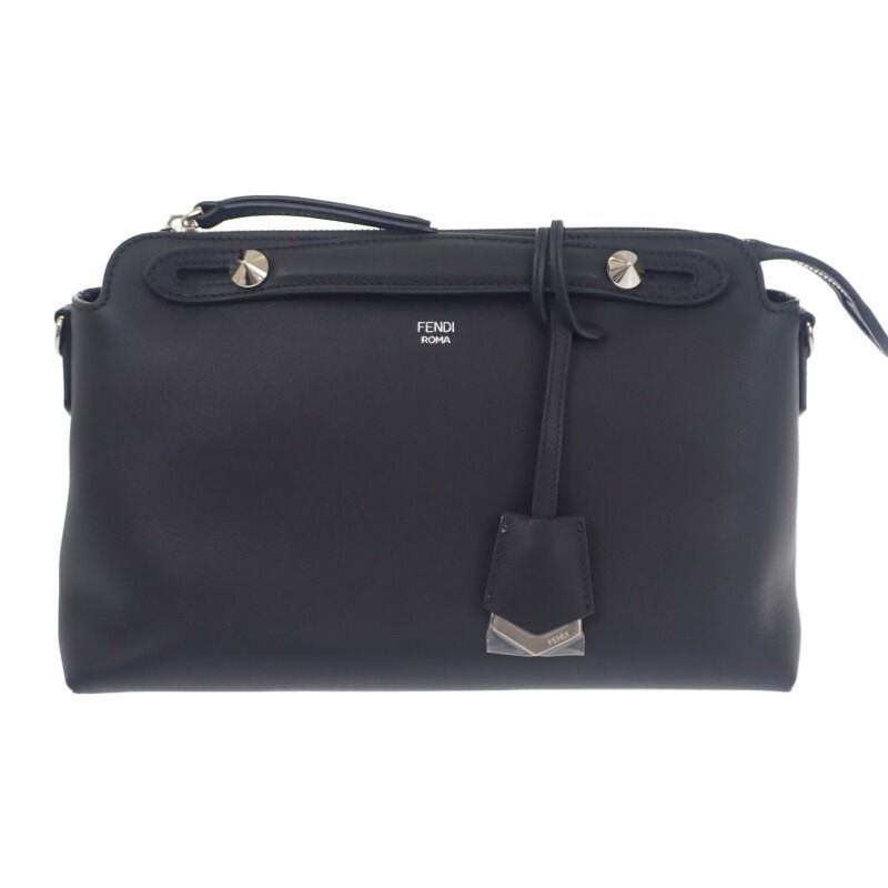 傷 型崩れあり フェンディ FENDI バイザウェイミディアム 2 WAYバッグ ショルダーバッグ カーフスキン ブラック シルバー金具 レディース