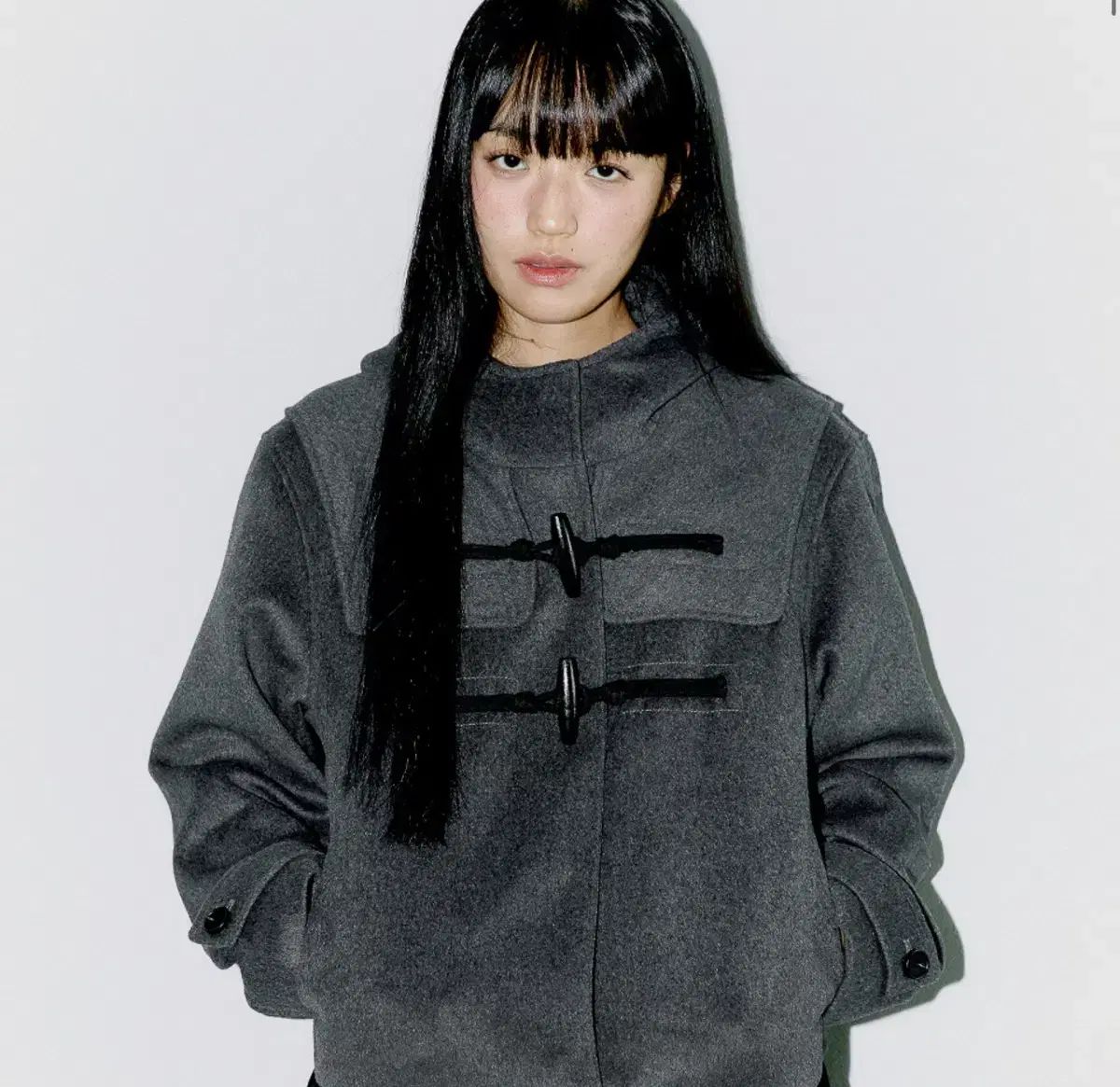 オフィッシュ ウール ダッフル ショートコート チャコール