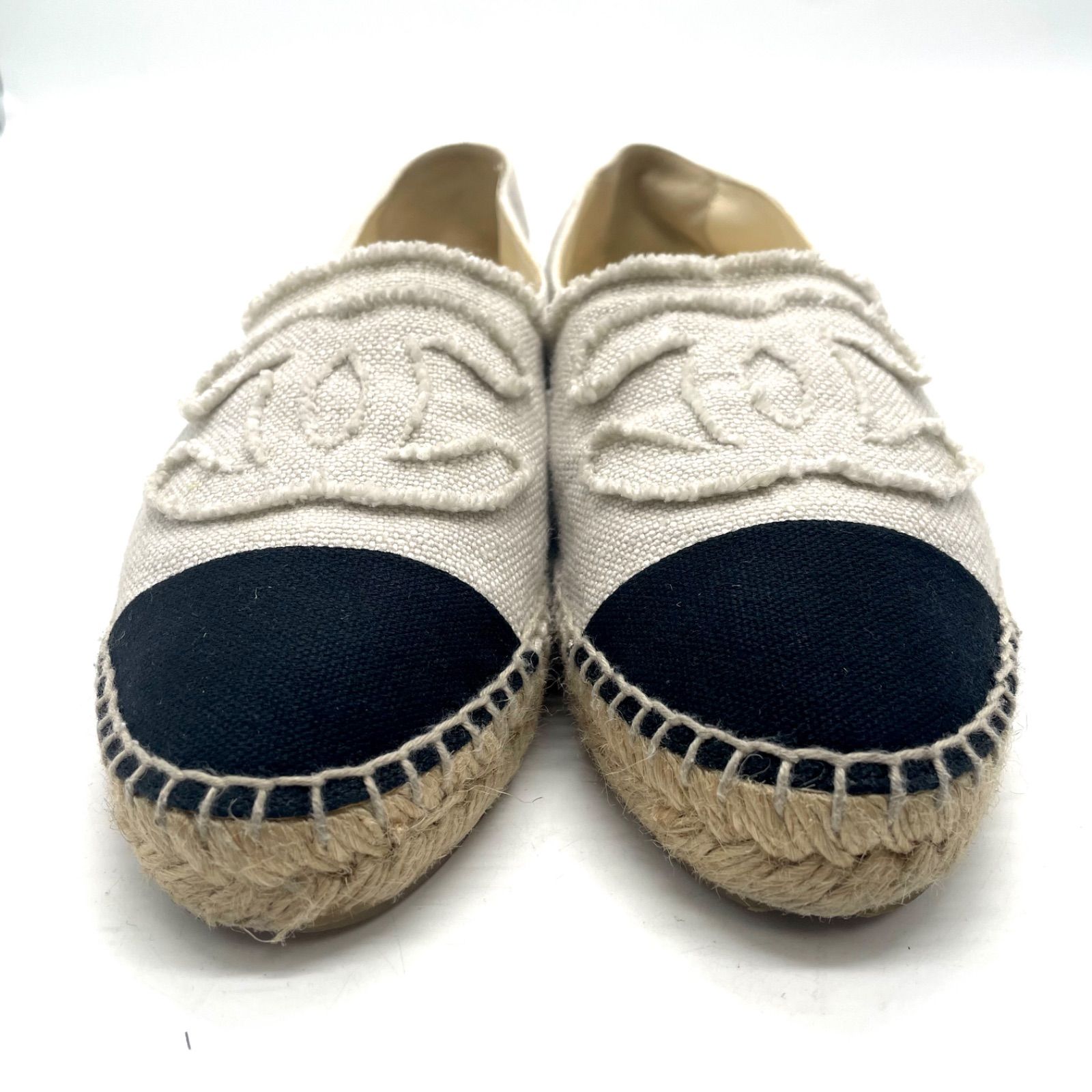 美品 CHANEL シャネルエスパドリーユ スリッポン ココマーク