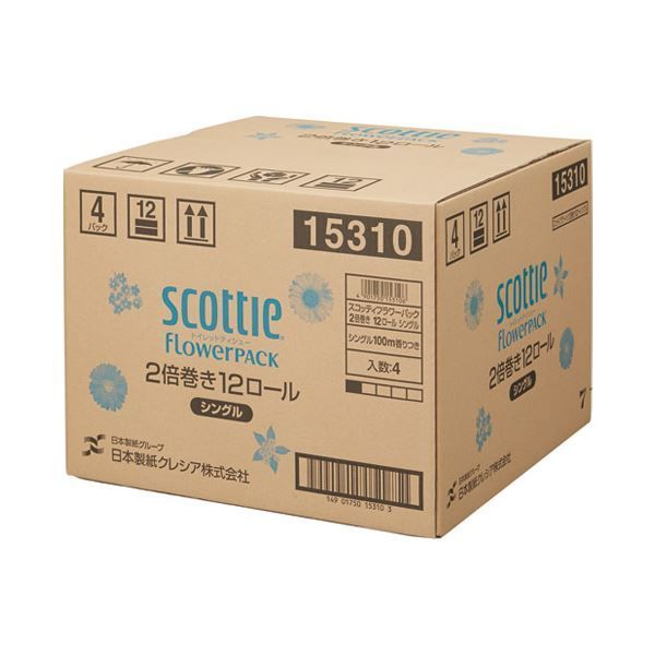 まとめ 日本製紙クレシア スコッティフラワー2倍巻き S 12ロール×4 P ×