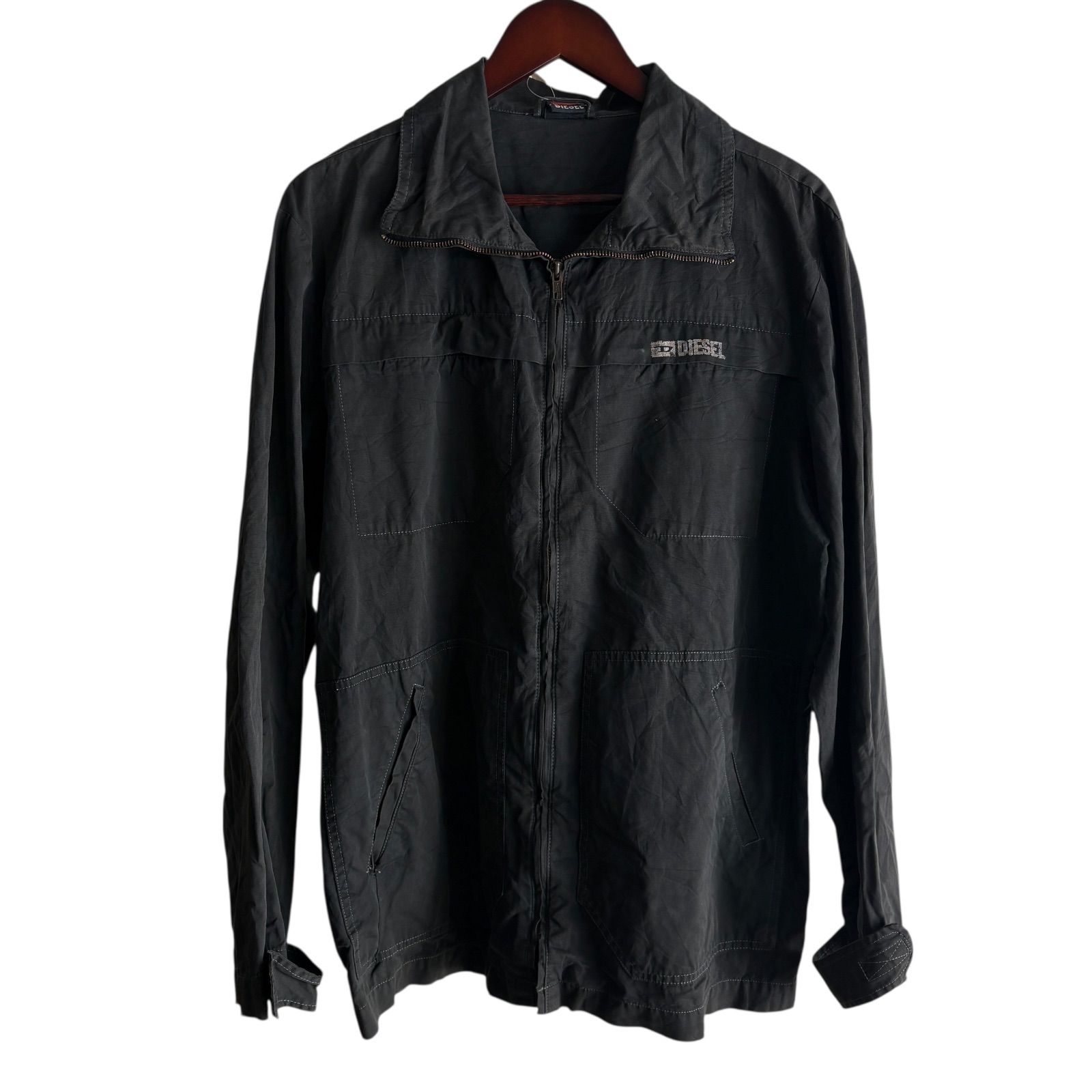 DIESEL ディーゼル ロゴ刺繍 コットンジップジャケット フェードブラック M 00 s