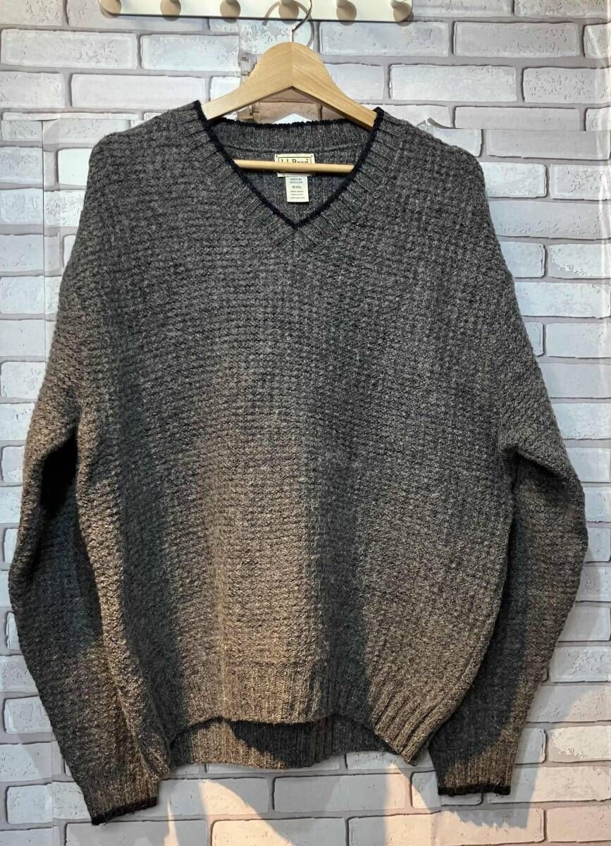 L.L.Bean エルエルビーン ニット グレー omq 24 Vネック Mサイズ アメリカンカジュアル