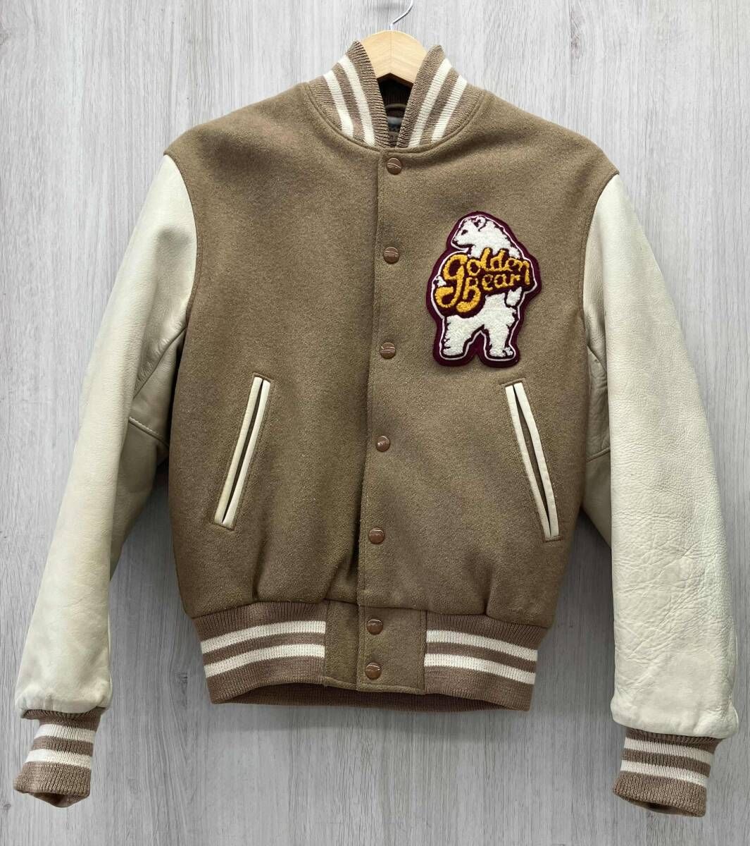 G en Bear ゴールデンベア ワッペン 本革 スタジャン レザー ジャケット 切り替え 藤沢大庭