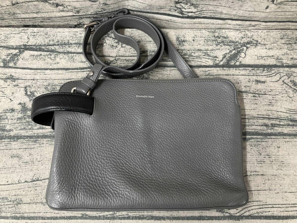 ermenegildo zegna エルメネジルド ゼニア ショルダーバッグ グレー イタリア製