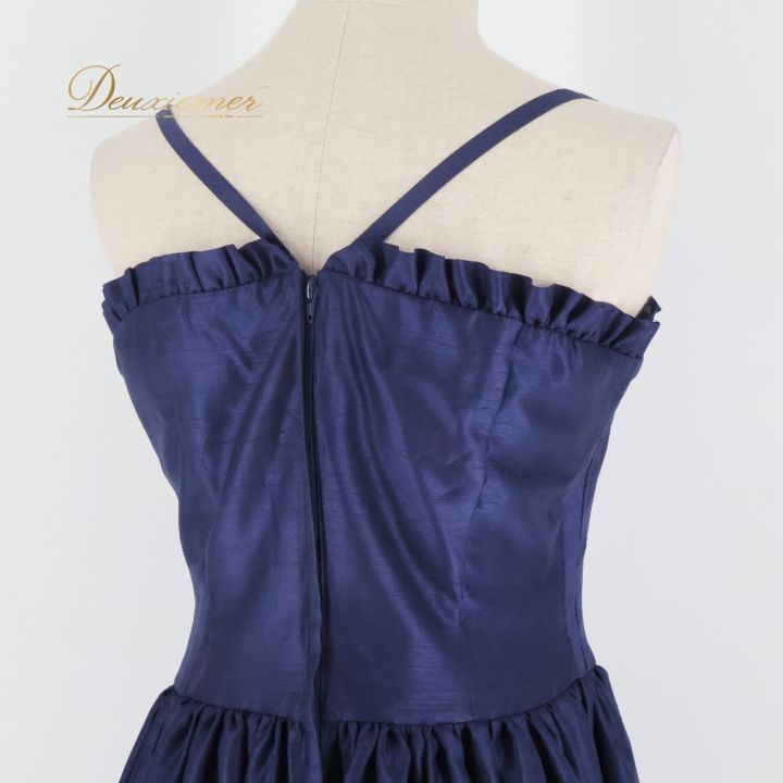 フラダンス 衣装 ワンピース ドレス ネイビー系 HANA ALOHA 紺 光沢感