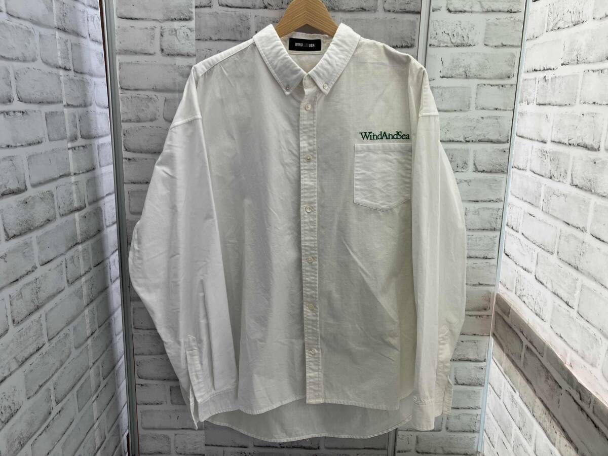 WIND AND SEA | WDS-CLC-2-09 ウィンダンシー 長袖シャツ 胸元ロゴ刺繍 Green White ホワイト L size
