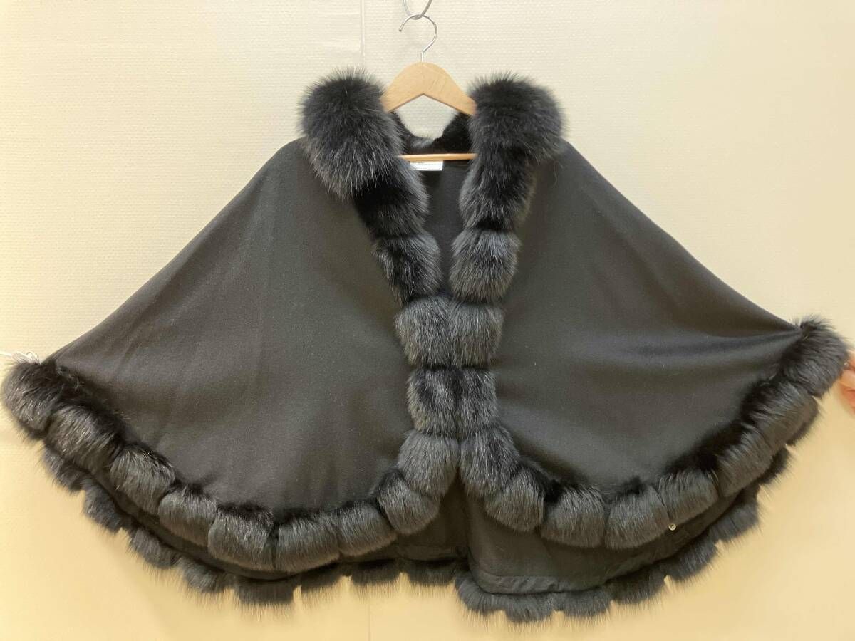 SAGA FURS サガファーズ ケープ ポンチョ サイズM～L 黒 ブラック J