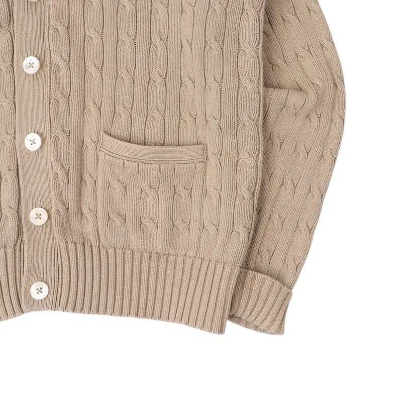 90s ポロ ラルフローレン ベージュ ケーブル ニット カーディガン