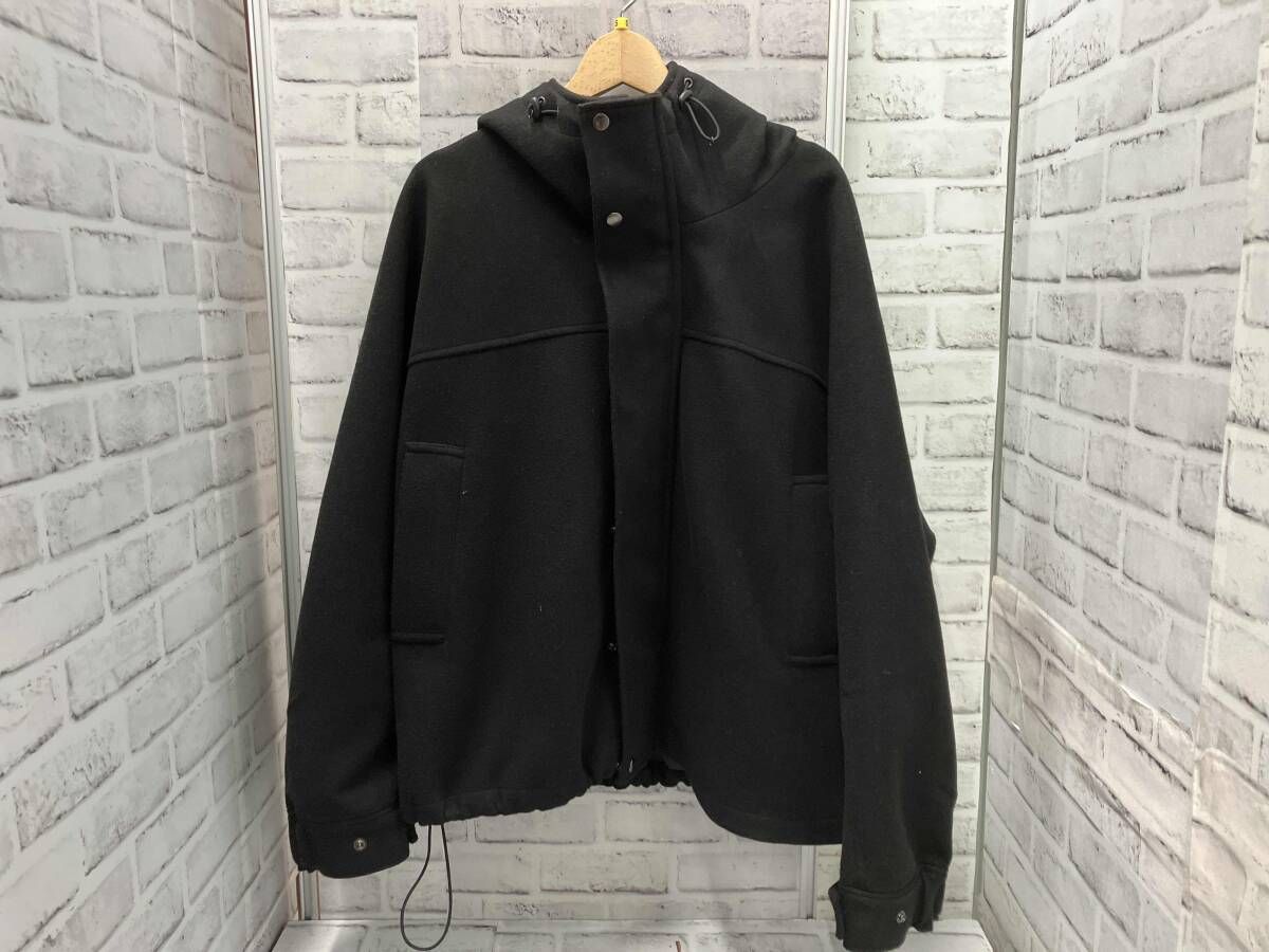 HARE|ウーリーテックフードブルゾン|Sサイズ|ブラック|ハレ|ジップジャケット|ウエスト調整|