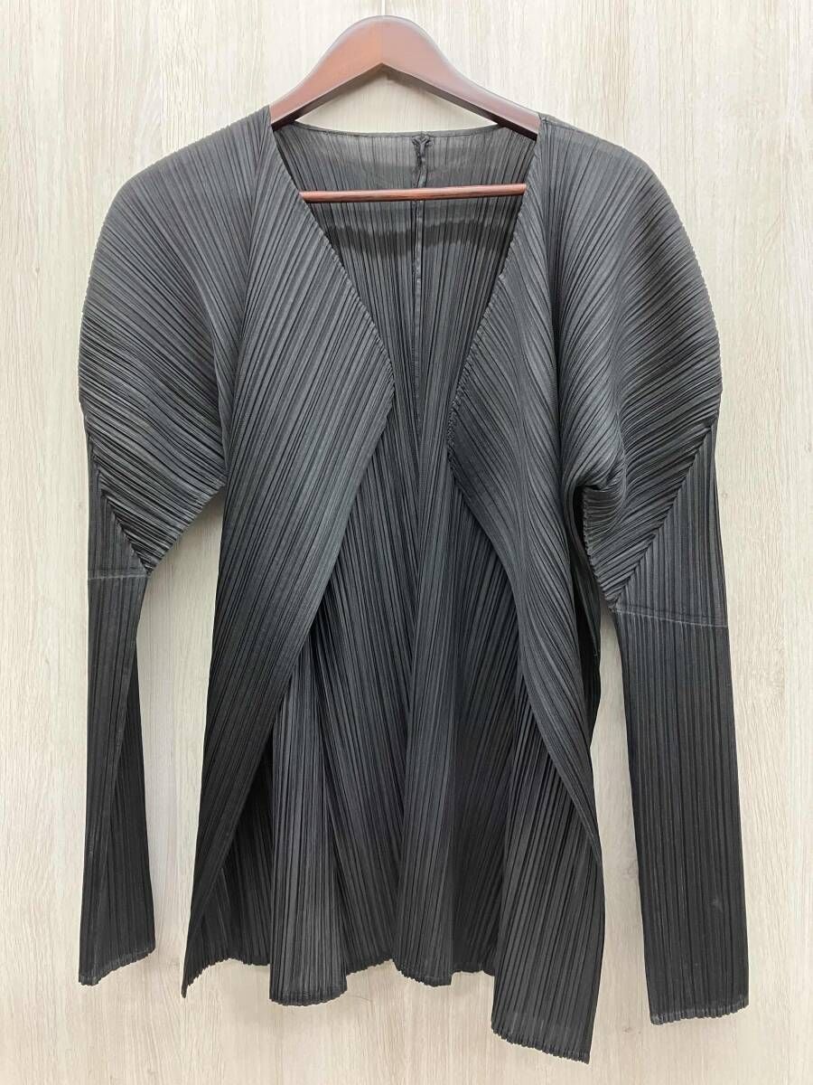 PLEATS PLEASE 長袖カーディガン ブラック イッセイ ミヤケ