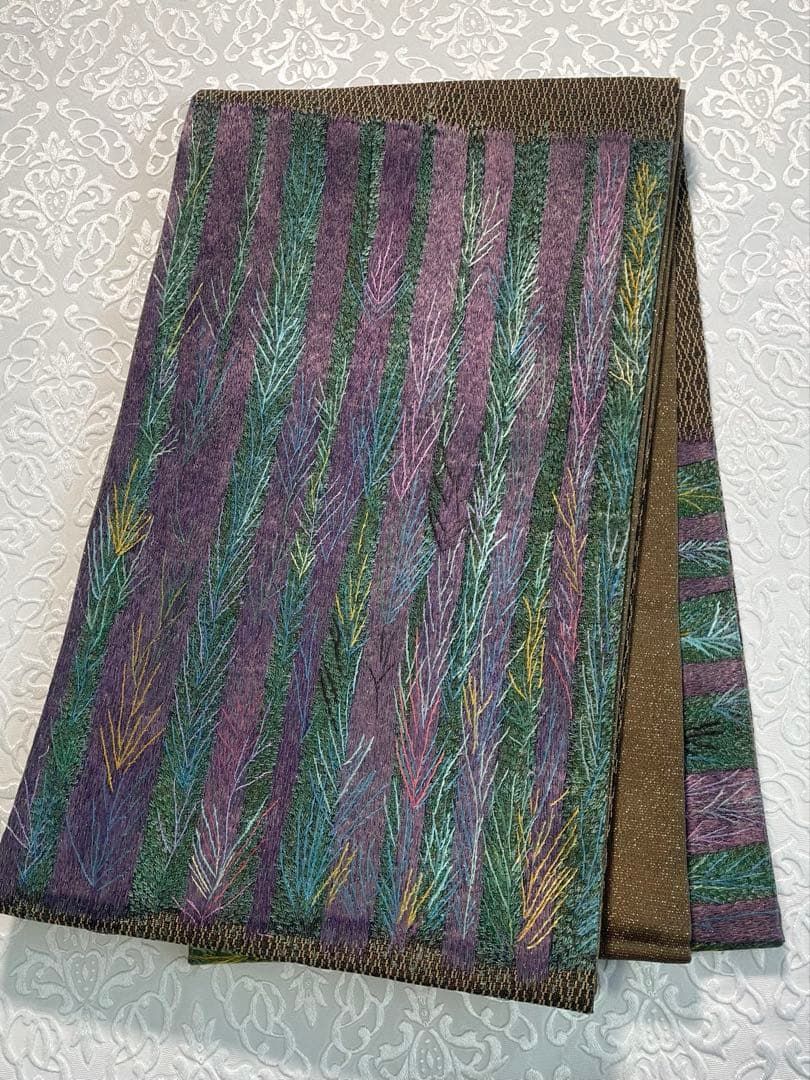 乱針刺繍 蘇州刺繍 袋帯 未使用品 金糸 正絹 お太鼓柄 SA073 - メルカリ