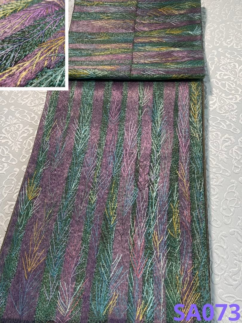 乱針刺繍 蘇州刺繍 袋帯 ♥品 金糸 正絹 お太鼓柄 SA 073