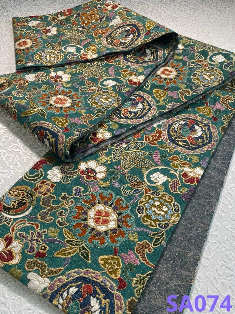 蘇州刺繍 全通 袋帯 ♥品 鳳凰 鳥 唐花 金糸 正絹 SA 074