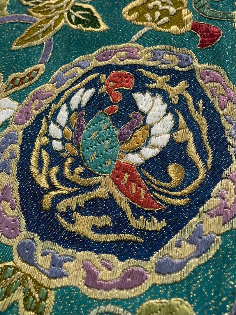  蘇州刺繍 全通 袋帯 ♥品 鳳凰 鳥 唐花 金糸 正絹 SA 074 袋帯 帯