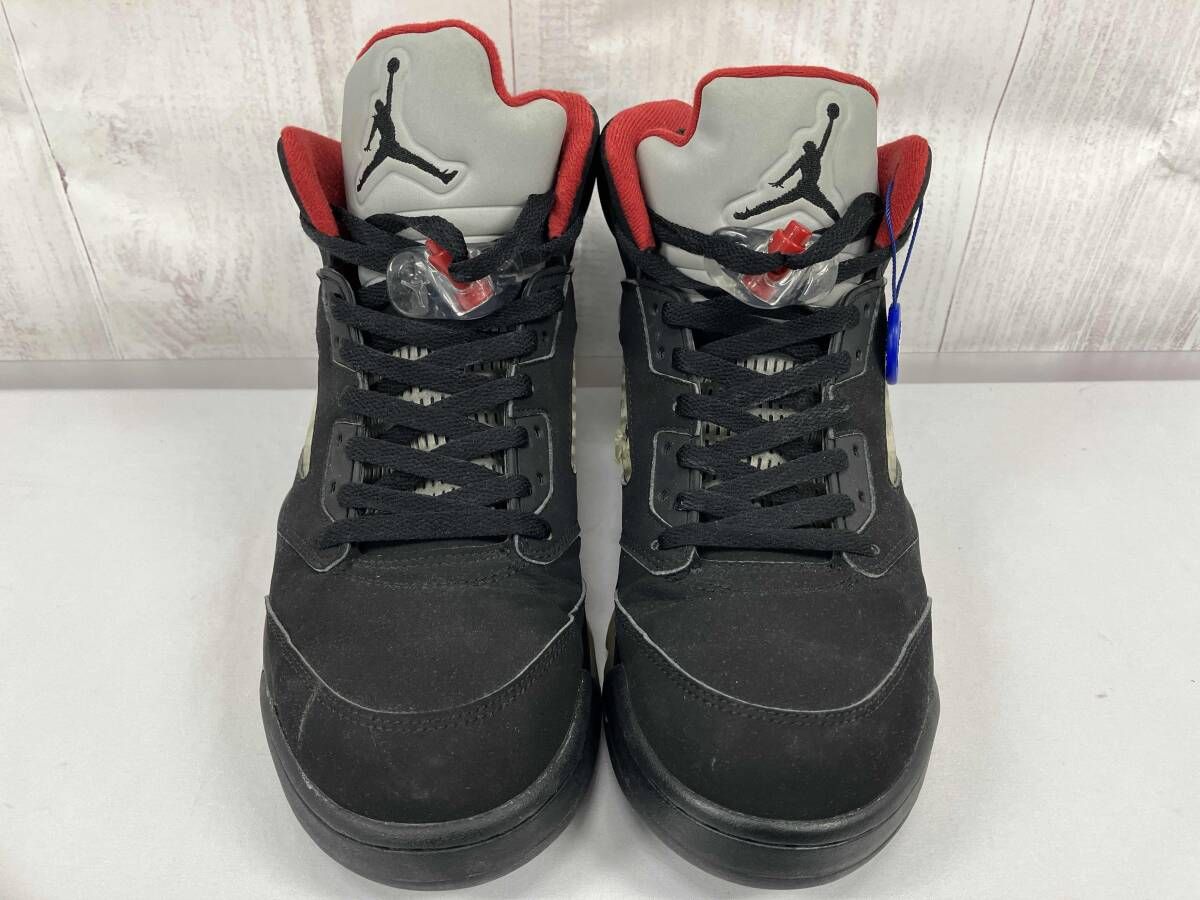 鑑定済み NIKEナイキ Air Jordan 5 Retro × Supreme エアジョーダン824371-001 ブラック スニーカー 28.0 cm