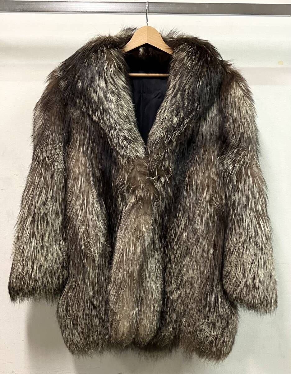 SAGA FOX サガフォックス ファーコート サイズ15 銀サガ 品質表示タグ