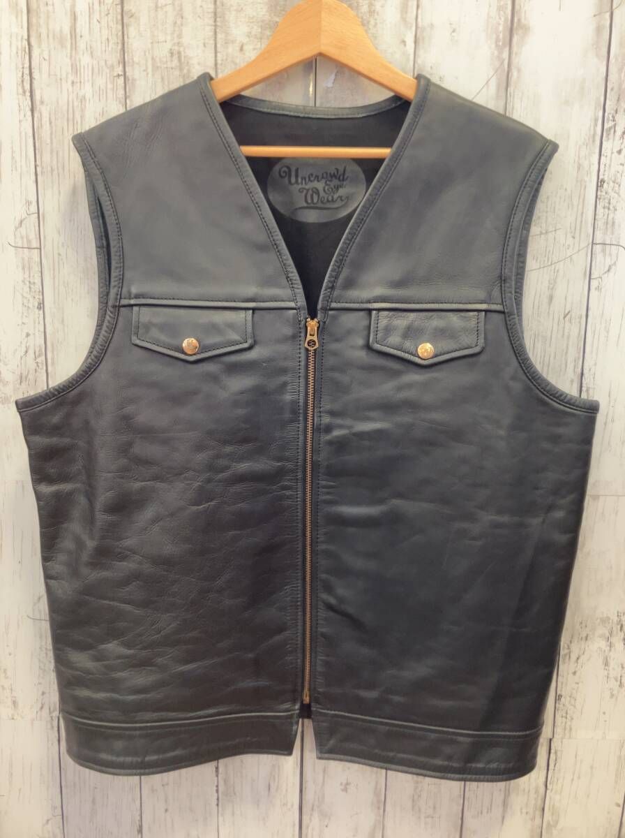 fourspeed leathers フォースピードレザー Uncrowd Eye Wear レザーベスト 牛革 ブラック 42