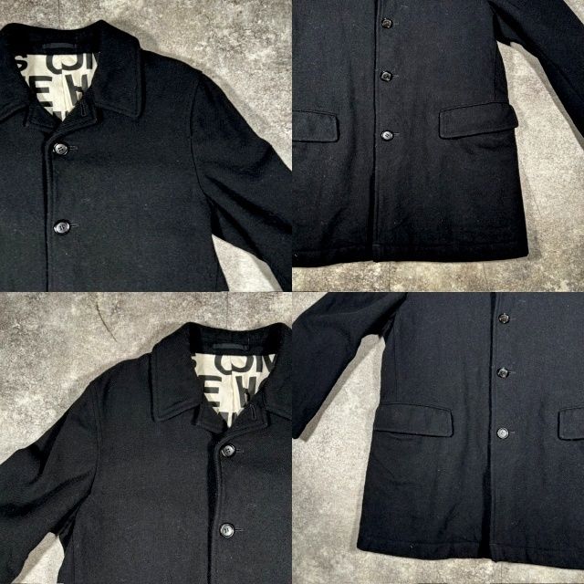 COMME des GARCONS HOMME コムデギャルソンオム 00's AD2005 ウールコート ジャケット ブラック 裏地総ロゴ アーカイブ COMME des GARCONS HOMME コムデギャルソンオム 00's AD2005 ウール