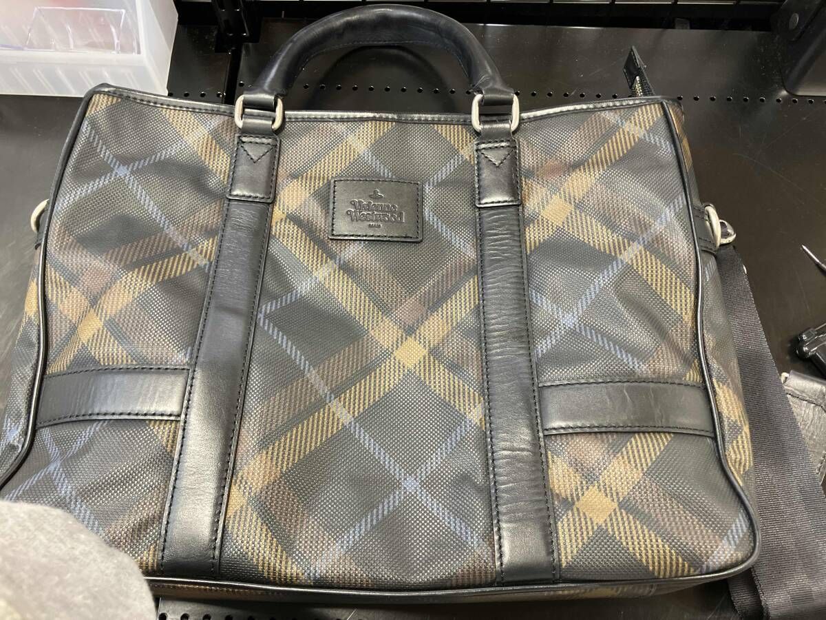 VIVIENNE WESTWOOD|ブリーフケース チェック柄 ブラウン