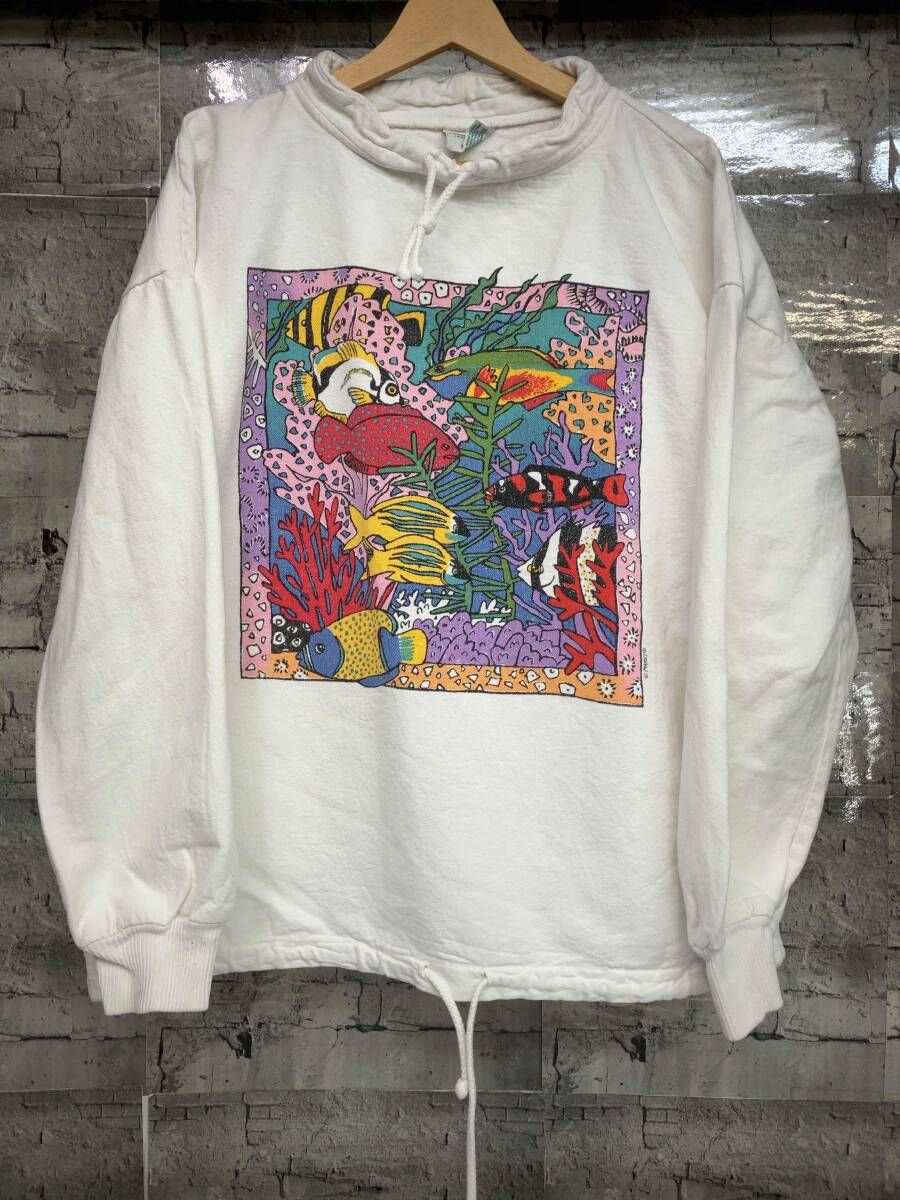 スウェット 熱帯魚 90 s サイズM ホワイト