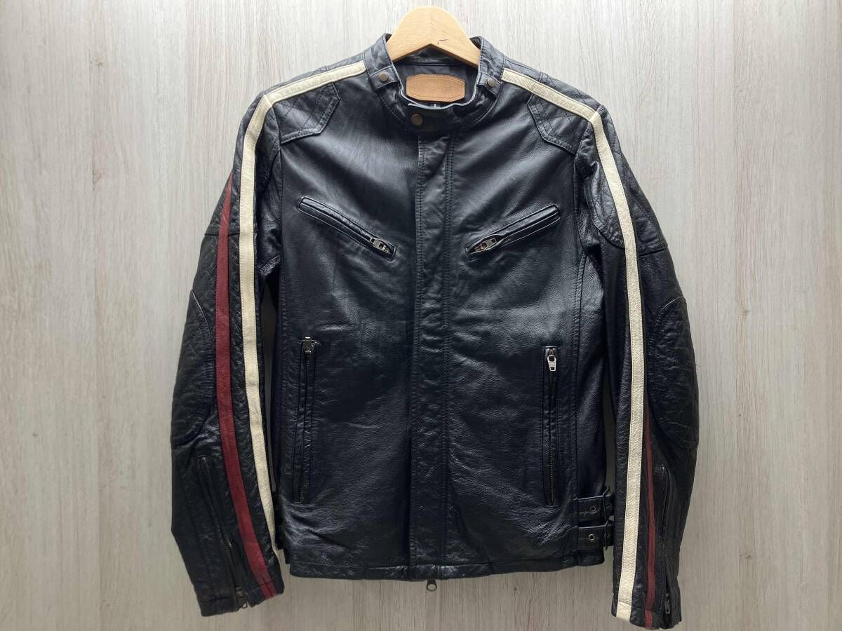 JACK ROSE|ジャックローズ シングルライダースジャケット 250713 J 革ジャン 豚革 ユーズド加工 袖ライン タイト 肩肘キルティング