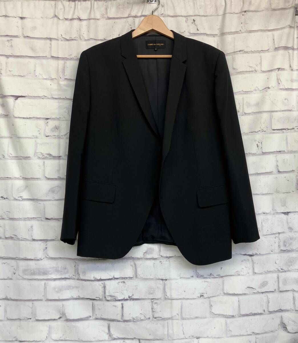 COMME des GARCONS コムデギャルソン テーラードジャケット スリーポケット ボタンレス Mサイズ ブラック ウール キャプラ 日本製