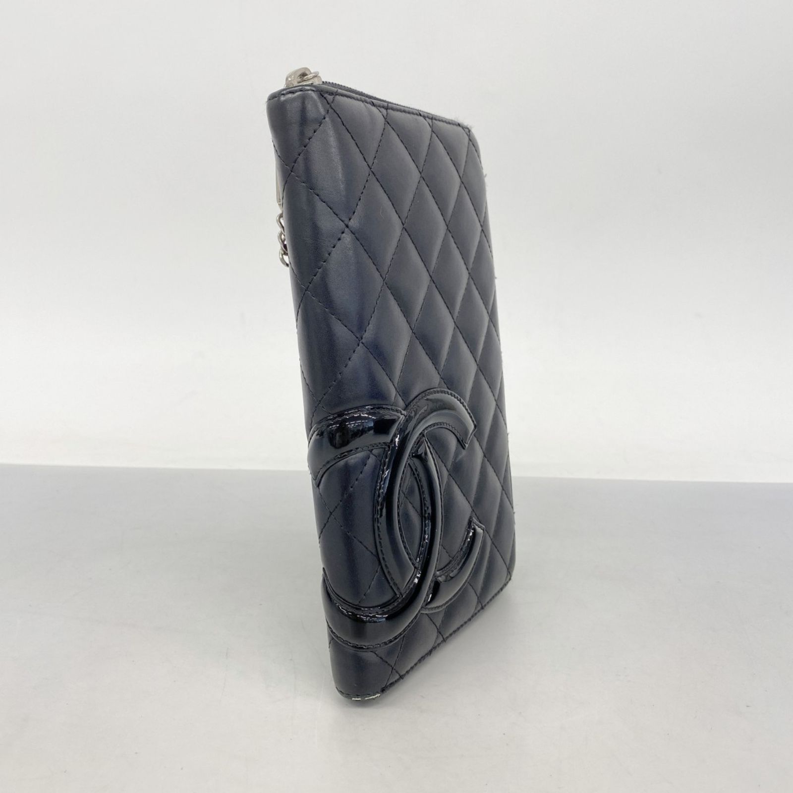 シャネル Chanel 長財布 カンボン ラムスキン ブラック レディース
