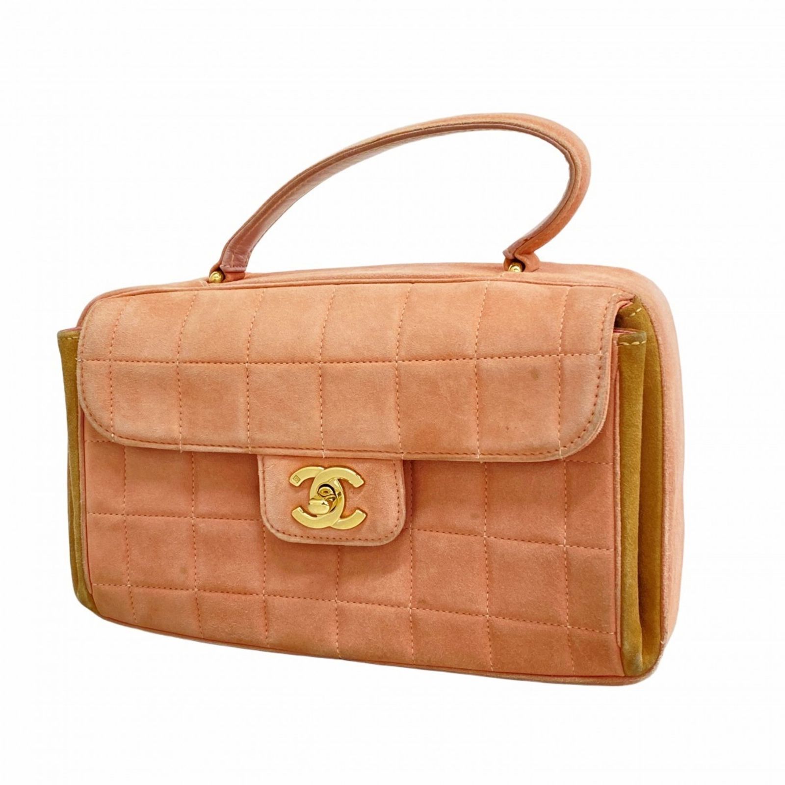 シャネル Chanel ハンドバッグ チョコバー スウェード ピンク レディース