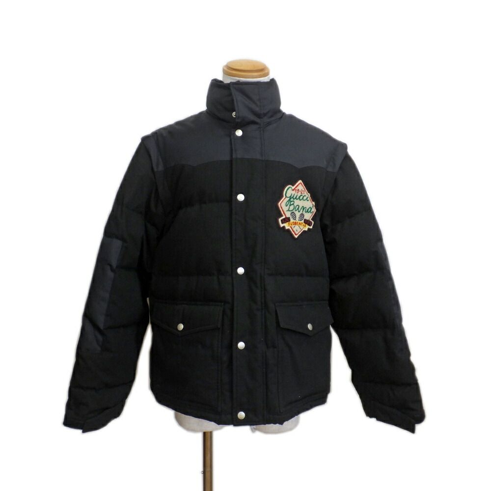 天白 グッチ ダウンジャケット ブラック 641311 Z 8 AMD サイズ表記44 PTTCH LOGO メンズ アパレル アウター 服
