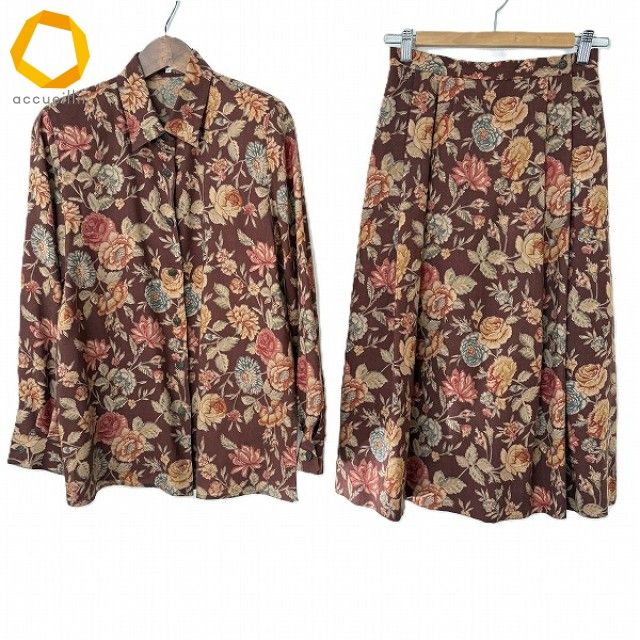 anc バーバリー セットアップ 9 AR 茶系 花柄 ヴィンテージ イタリア製生地 レディース 984099