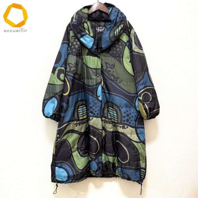 wnc トクコ TOKUKO 1 erVOL コート 9 黒 緑系 青系 ダウンコート 総柄 リバーシブル レディース 984313